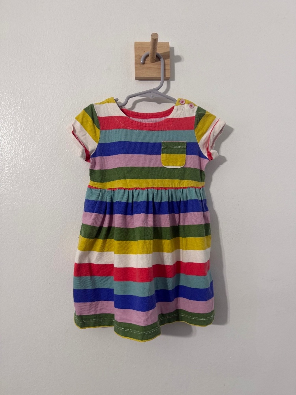 Mini Boden Multicolor Striped Short Sleeve School Dress Colorful 2-3 Yr